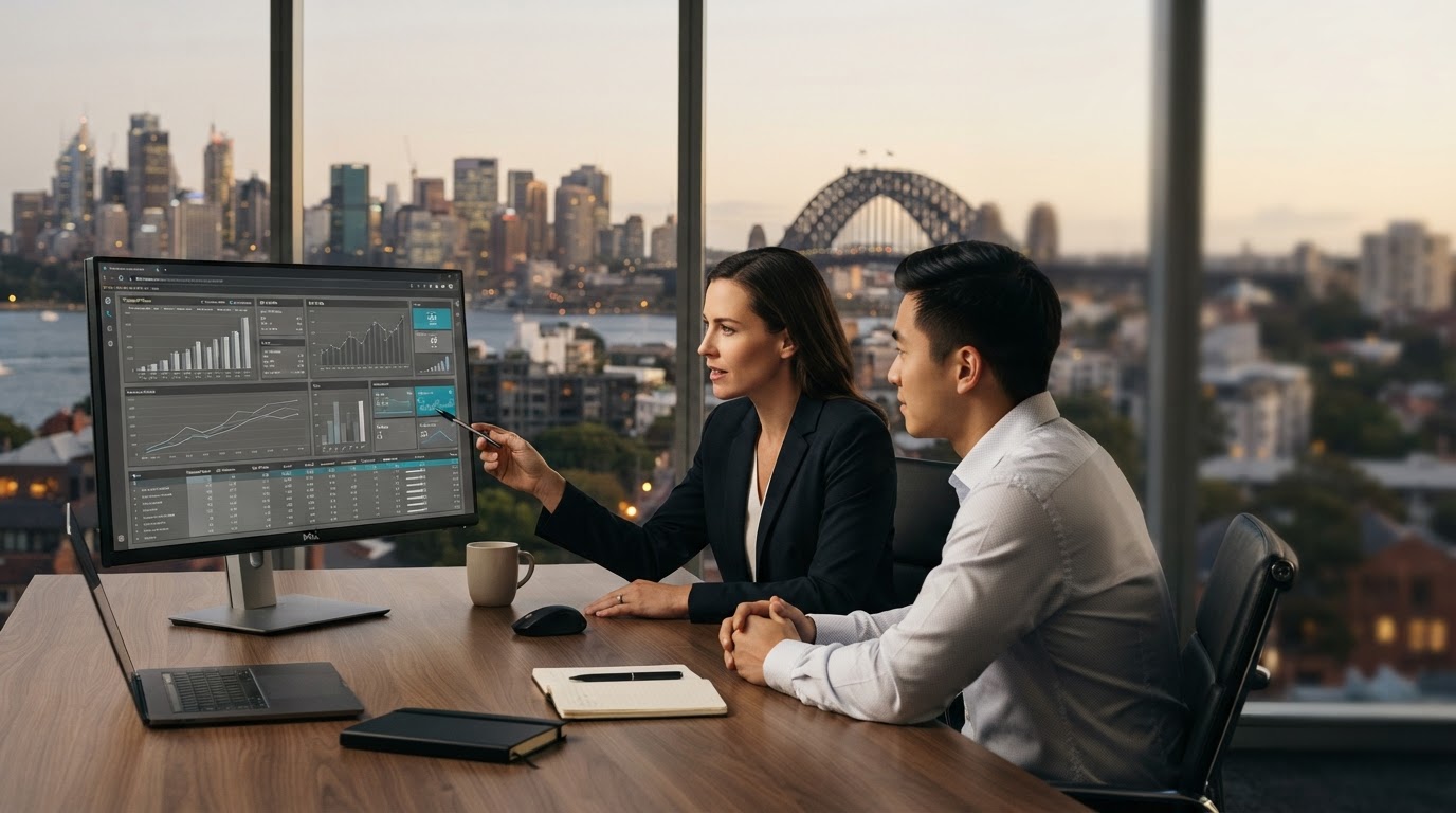 Beacon Winstek investment platform dashboard displayed on a screen